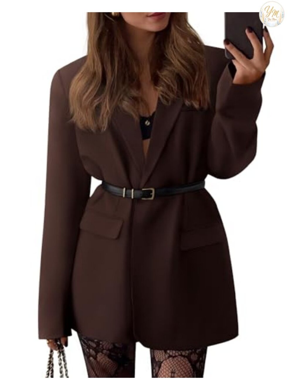 Oversized Blazer Women Business Casual One Button Suit Jacket Notched Lapel